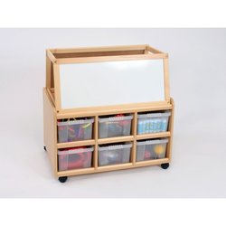 Supporting image for Double Sided Storage Unit with Drywipe Magnetic Whiteboard and Deep Trays