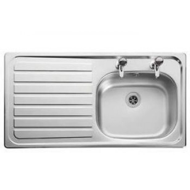 Supporting image for Stainless Steel Sink & Drainer with Hot & Cold Pillar Taps