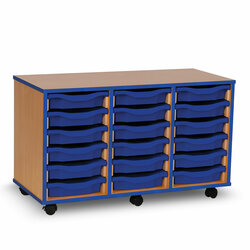 Supporting image for Y15190 - 18 Shallow Tray Storage Unit - Blue Edge