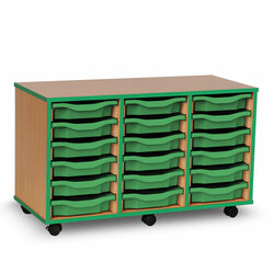 Supporting image for Y15192 - 18 Shallow Tray Storage Unit - Green Edge