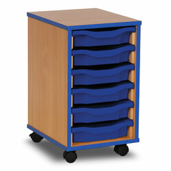 Supporting image for Y17108 - 6 Shallow Tray Storage Unit - Blue Edge