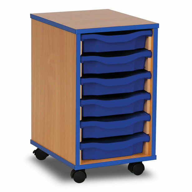 Supporting image for Y17108 - 6 Shallow Tray Storage Unit - Blue Edge