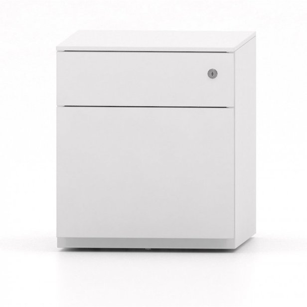 Supporting image for Anzio CUBE Steel Pedestal - Steel Low Mobile Pedestal, White
