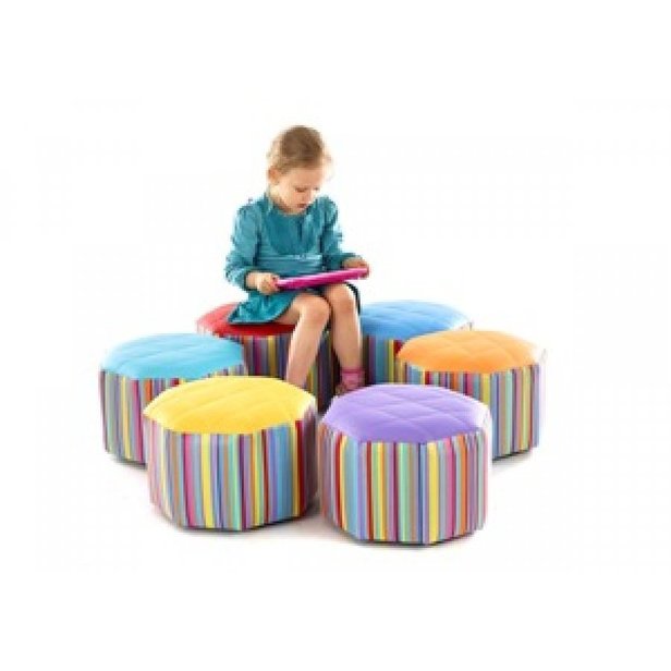 Supporting image for Small Hexagonal Upholstered Pouffe - Set of 6