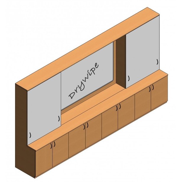 Supporting image for Workshape ilearn Teacher wall with Sliding Drywipe Doors - L4100mm