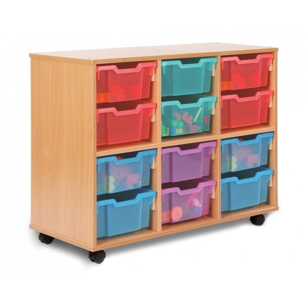 Supporting image for Allsorts 12 Deep Tray Storage Unit - Beech