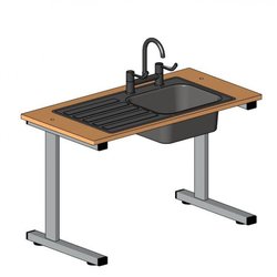 Supporting image for Workshape Adjustable Height Table with Stainless Steel Sink