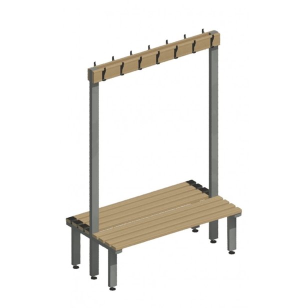 Supporting image for Workshape Double Sided Changing Room Benching with Coat Hooks