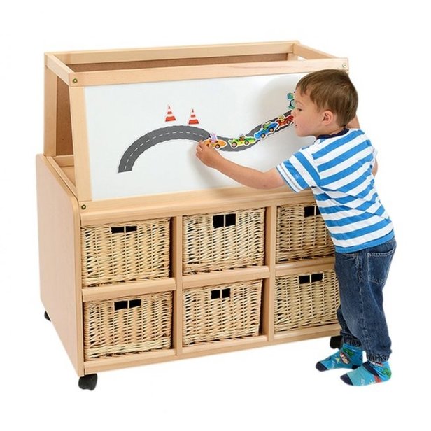 Supporting image for Double Sided Storage Unit with Drywipe Magnetic Whiteboard and Baskets