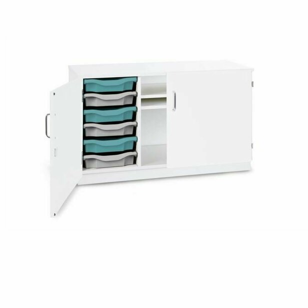 Supporting image for Y203232 - White 6 Tray Shelving Unit (Lockable Doors)
