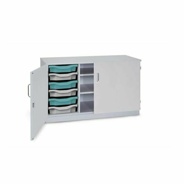 Supporting image for Y203236 - Grey 6 Tray Shelving Unit (Lockable Doors)