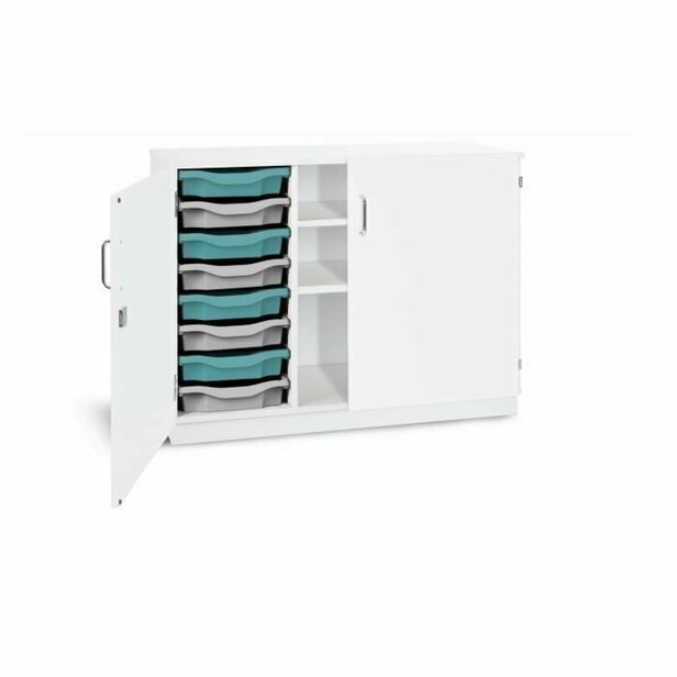 Supporting image for Y203240 - White 8 Tray Shelving Unit (Lockable Doors)