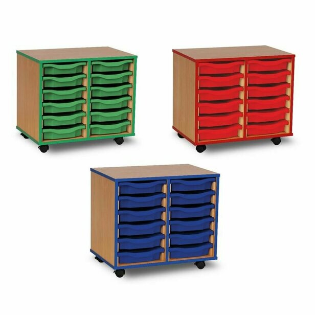 Supporting image for Coloured Edge Storage - 12 Shallow Tray Storage Unit