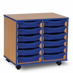 Supporting image for Y17102 - 12 Shallow Tray Storage Unit - Blue Edge