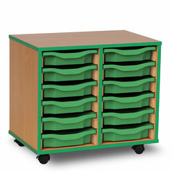 Supporting image for Y17104 - 12 Shallow Tray Storage Unit - Green Edge