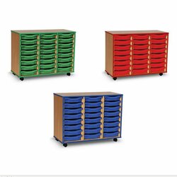 Supporting image for Coloured Edge Storage - 24 Shallow Tray Storage Unit
