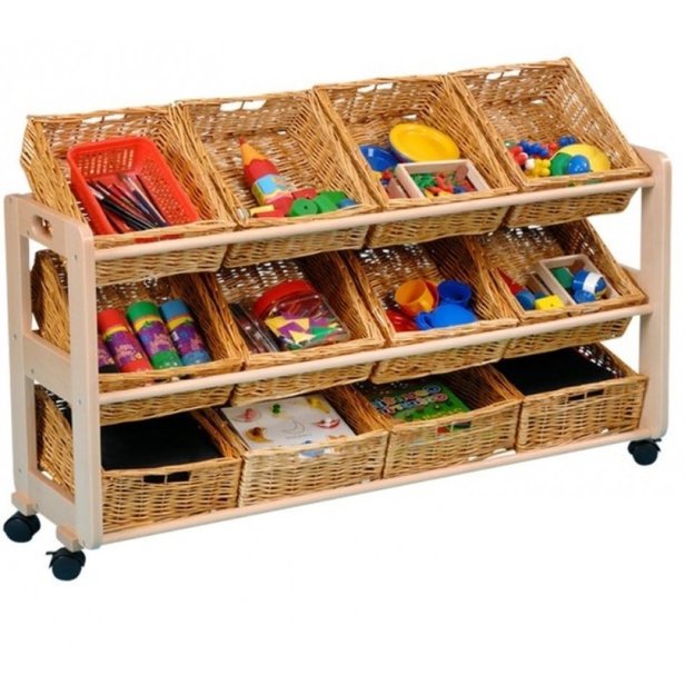 Supporting image for Single Wide Tidy Trolley with 12 Baskets