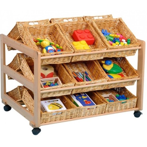 Supporting image for Double-sided tidy trolley with 18 Baskets