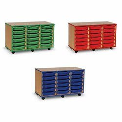 Supporting image for Coloured Edge Storage - 18 Shallow Tray Storage Unit