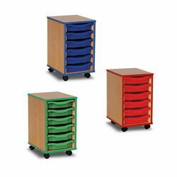 Supporting image for Coloured Edge Storage - 6 Shallow Tray Storage Unit