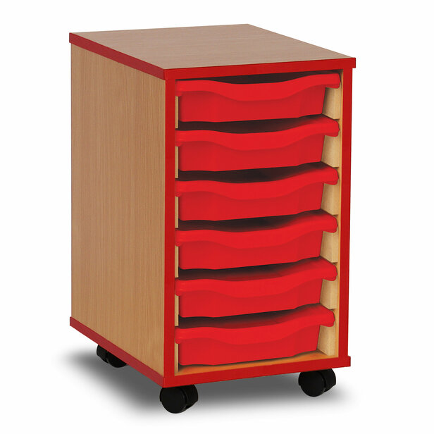 Supporting image for Y17106 - 6 Shallow Tray Storage Unit - Red Edge