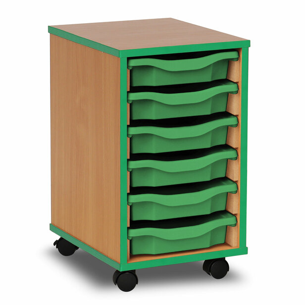Supporting image for Y17110 - 6 Shallow Tray Storage Unit - Green Edge
