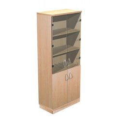 Supporting image for Alpine Essentials 5 Shelf Cupboard with Glass & Timber Doors - W800