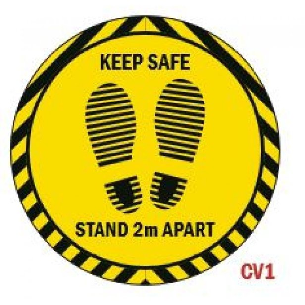 Supporting image for 'Keep Safe 2M Apart' Round Vinyl Laminated Floor Sticker