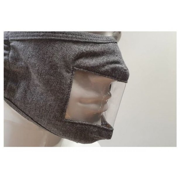 Supporting image for Clear View Cotton 2 Layer Grey Face Mask - 10 Pack
