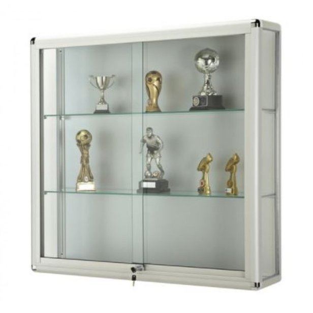 Supporting image for Wall Cabinet with Sliding Doors - Satin Silver