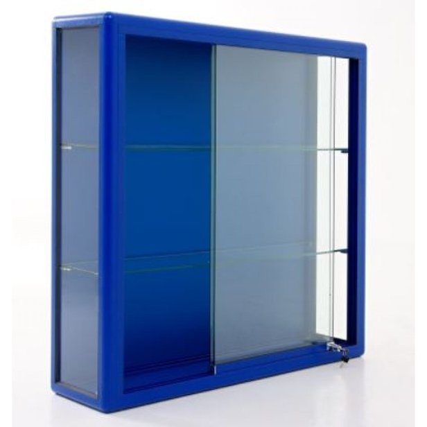 Supporting image for Illuminated Wall cabinet with sliding doors: Blue frame