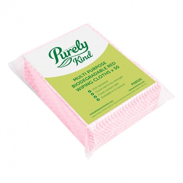 Supporting image for  Purely Kind Eco Multipurpose Wiping Cloths Red Pack of 50