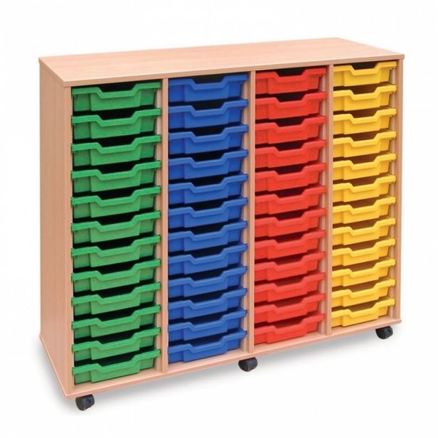 Supporting image for 48 Shallow Tray Storage Unit - Mobile - With Doors