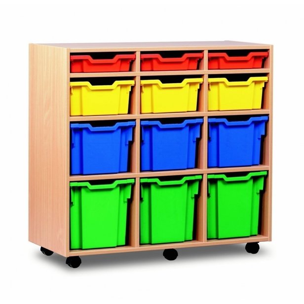 Supporting image for Y203146D - 12 Variety Tray Unit - Mobile - MAPLE - With Doors