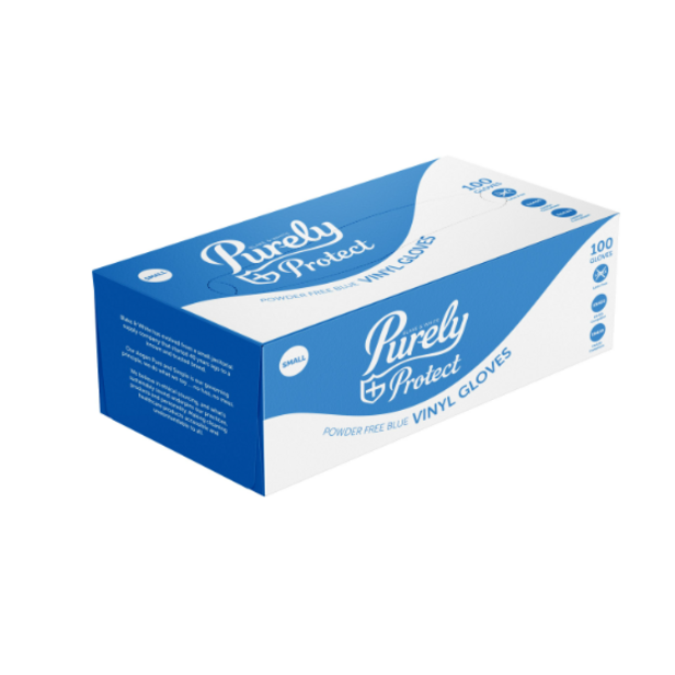 Supporting image for Purely Protect Vinyl Gloves Blue - Box of 100