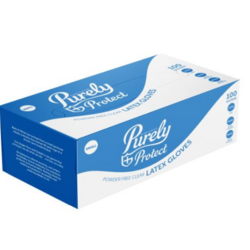 Supporting image for Purely Protect Latex Gloves Clear Box of 100