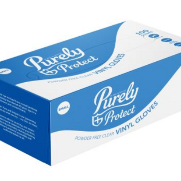 Supporting image for Purely Protect Vinyl Gloves Clear Box of 100