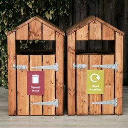 Supporting image for Double Outdoor Wooden Recycling Bin Station