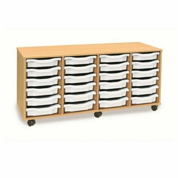 Supporting image for Y15733 - 24 Shallow Tray Storage Unit - Mobile - Without Doors