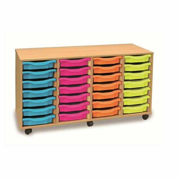 Supporting image for Y15710 - 28 Shallow Tray Storage Unit - Mobile - Without Doors