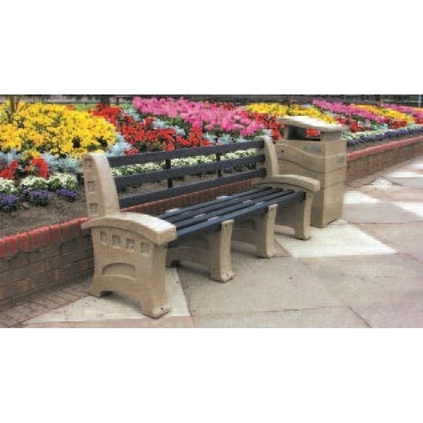 Supporting image for YPS3 - Stone Effect Premier Bench with Back - 3 Seater