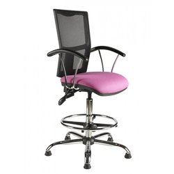 Supporting image for Chime Mesh Draughtsman Chair - Chrome Base and Fixed Arms
