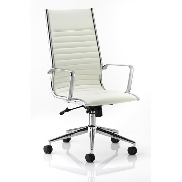 Supporting image for Linear Executive High Back Swivel Chair - Ivory Leather