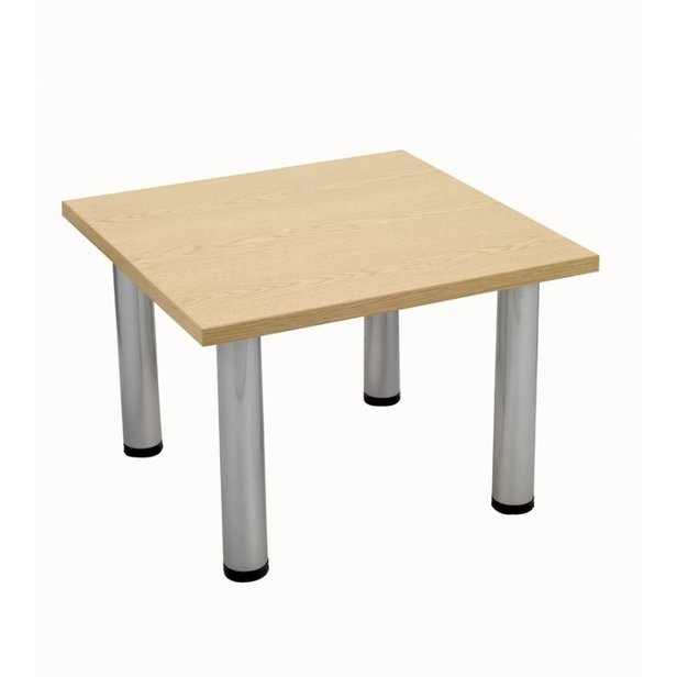 Supporting image for Square Oak Top Coffee Table - 580 x 580mm, Silver Legs