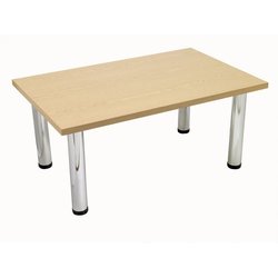 Supporting image for Rectangular Oak Top Coffee Table - 900 x 580mm, Silver Legs