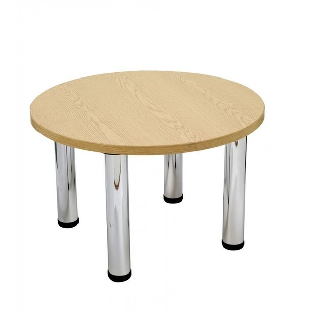 Supporting image for Circular Oak Top Coffee Table - Chrome Legs - D650