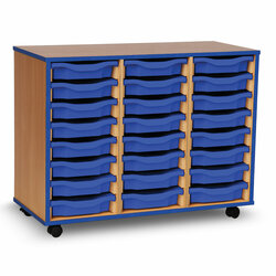 Supporting image for Y15196 - 24 Shallow Tray Storage Unit - Blue Edge