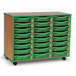 Supporting image for Y15198 - 24 Shallow Tray Storage Unit - Green Edge