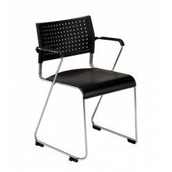 Supporting image for Kraft Sled Frame Sidechair - Black Plastic with Arms