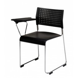Supporting image for Kraft Sled Frame Sidechair - Black Plastic with Writing Tablet